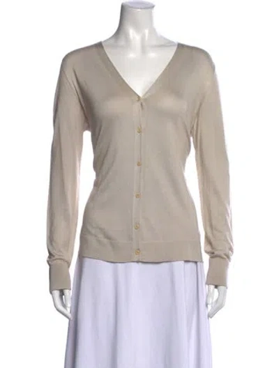 Pre-owned Akris Silk V-neck Sweater In Neutral