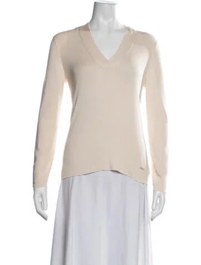 Pre-owned Akris Silk V-neck Sweater In Neutrals