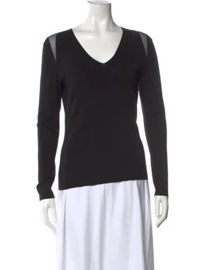 Pre-owned Akris Silk V-neck Sweater W/ Tags In Black