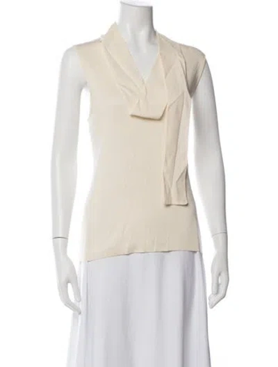 Pre-owned Akris Silk V-neck Sweater In Yellow