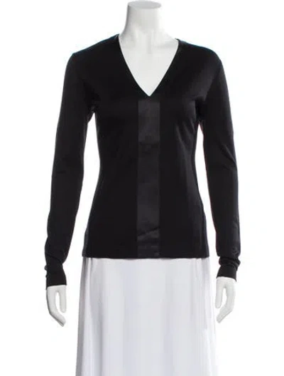 Pre-owned Akris Silk V-neck Top In Black