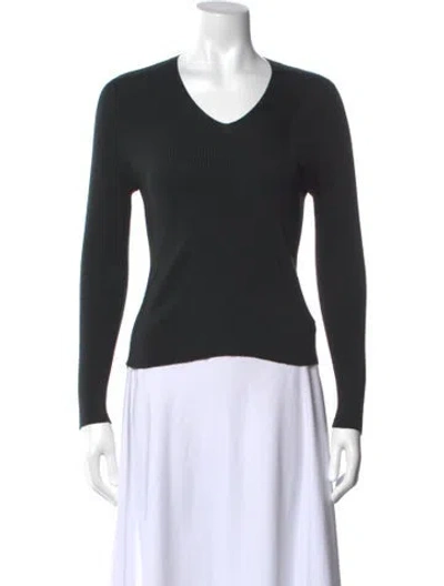 Pre-owned Akris Silk V-neck Top In Black