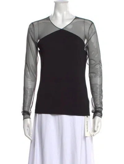 Pre-owned Akris Silk V-neck Top In Black
