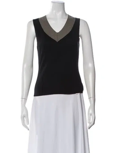 Pre-owned Akris Silk V-neck Top In Black