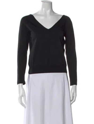 Pre-owned Akris Silk V-neck Top In Blue