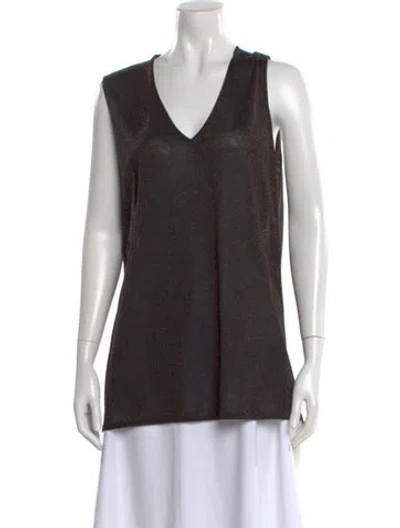 Pre-owned Akris Silk V-neck Top In Brown