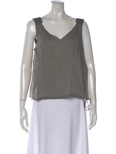 Pre-owned Akris Silk V-neck Top In Gray