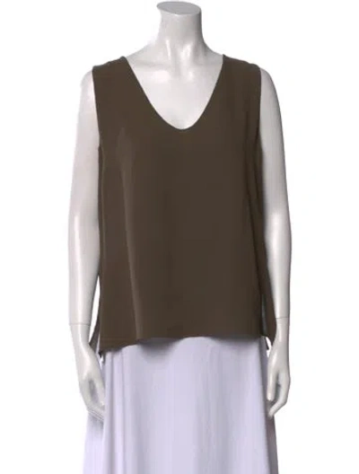 Pre-owned Akris Silk V-neck Top In Green