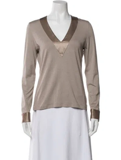 Pre-owned Akris Silk V-neck Top In Neutral