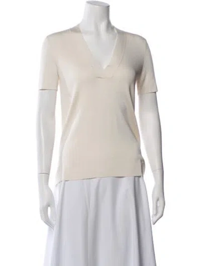 Pre-owned Akris Silk V-neck Top In Neutrals