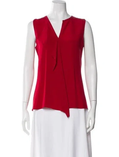 Pre-owned Akris Silk V-neck Top In Red