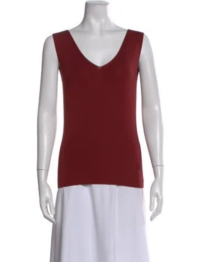 Pre-owned Akris Silk V-neck Top In Red