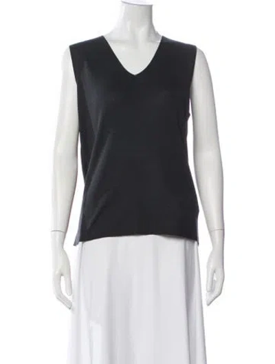Pre-owned Akris Silk V-neck Top In White