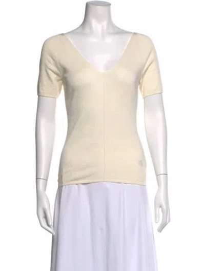 Pre-owned Akris Silk V-neck T-shirt In Neutrals