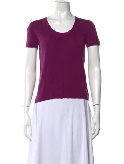 Pre-owned Akris Silk V-neck T-shirt In Purple