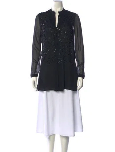 Pre-owned Akris Silk V-neck Tunic In Black