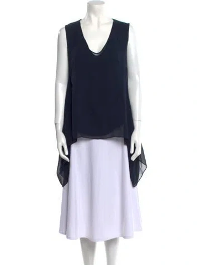 Pre-owned Akris Silk V-neck Tunic In Blue