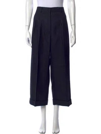 Pre-owned Akris Silk Wide Leg Pants In Black
