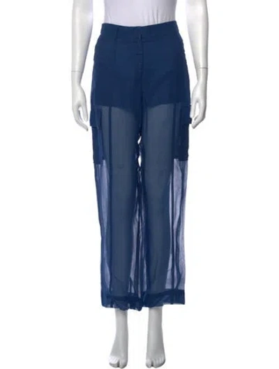Pre-owned Akris Silk Wide Leg Pants In Blue