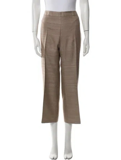 Pre-owned Akris Silk Wide Leg Pants In Brown