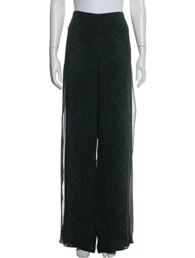 Pre-owned Akris Silk Wide Leg Pants In Green