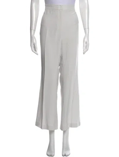 Pre-owned Akris Silk Wide Leg Pants In White