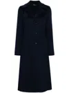 Akris Single-breasted Cashmere Coat In Blue
