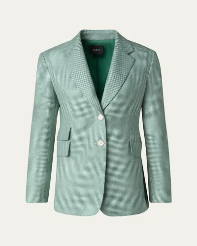 Akris Single-breasted Cashmere Pepita Jacket In Pine Green-ecru
