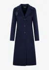 Akris Single-breasted Faby Cashmere Coat In Blue
