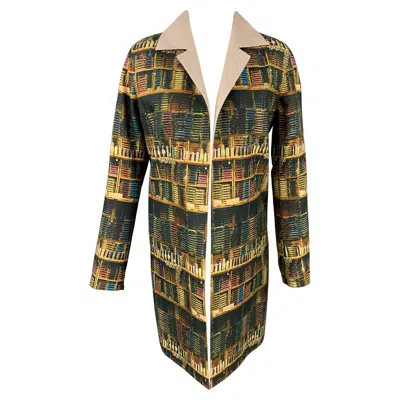 Pre-owned Akris Size 4 Multi-color Cotton / Polyamide Reversible Open Front Theatre Coat In Black