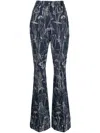 Akris Sketch-print Flared Jeans In Blue