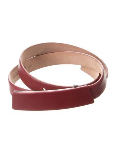 Pre-owned Akris Skinny Leather Belt In Red