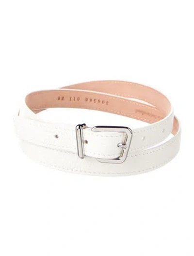 Pre-owned Akris Skinny Leather Belt In White