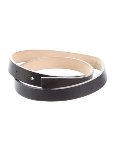 Pre-owned Akris Skinny Leather Waist Belt In Black