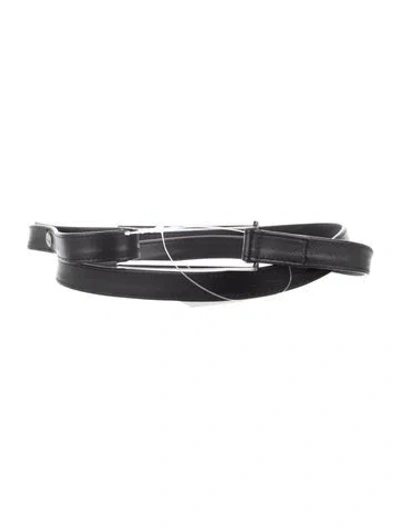 Pre-owned Akris Skinny Leather Waist Belt In Black