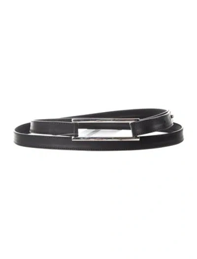 Pre-owned Akris Skinny Leather Waist Belt In Black