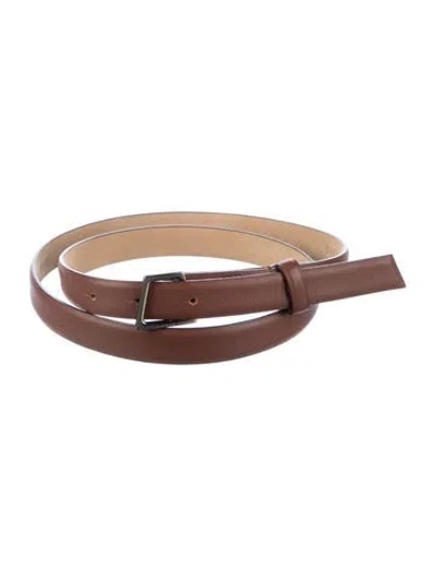 Pre-owned Akris Skinny Leather Waist Belt In Brown