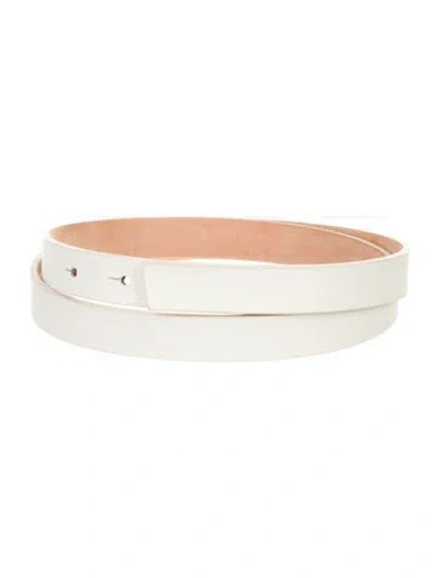 Pre-owned Akris Skinny Leather Waist Belt In White