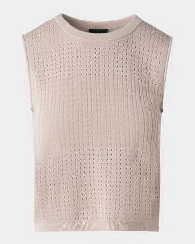 Akris Sleeveless Ajoure Knit Top In Greige
