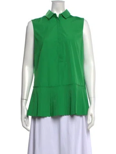 Pre-owned Akris Sleeveless Button-up Top In Green