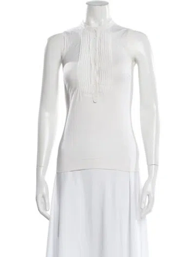 Pre-owned Akris Sleeveless Button-up Top In White