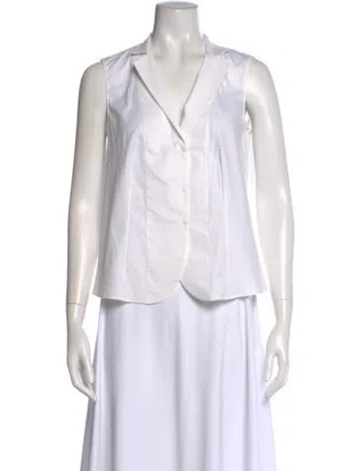 Pre-owned Akris Sleeveless Button-up Top In White