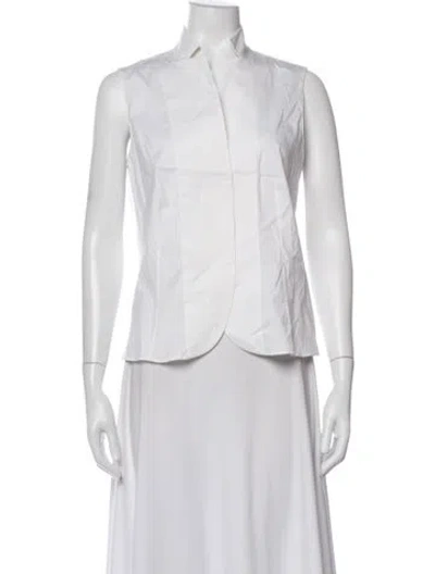 Pre-owned Akris Sleeveless Button-up Top In White