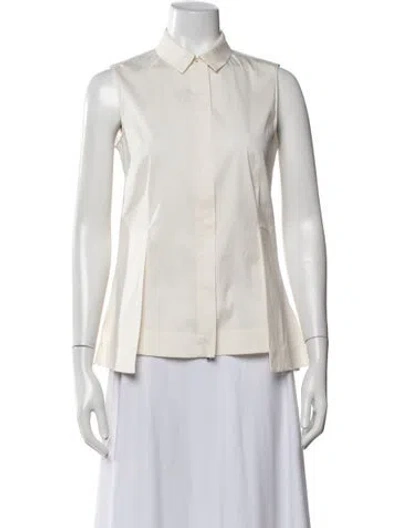 Pre-owned Akris Sleeveless Button-up Top In White
