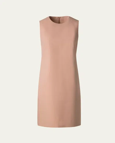 Akris Sleeveless Cotton Crepe Double-face Sheath Dress In Cuoio