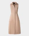 Akris Sleeveless Cotton Midi Shirtdress In Sand