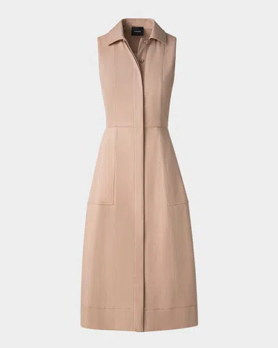 Akris Sleeveless Cotton Midi Shirtdress In Sand