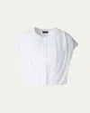 Akris Sleeveless Cotton Voile Bubble Blouse In Pure White