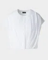 Akris Sleeveless Cotton Voile Bubble Blouse In Pure White