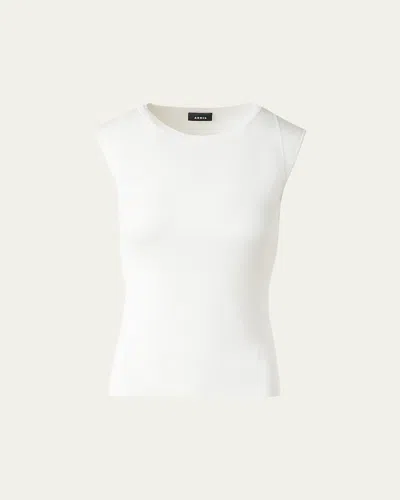 AKRIS SLEEVELESS FITTED SILK KNIT TOP